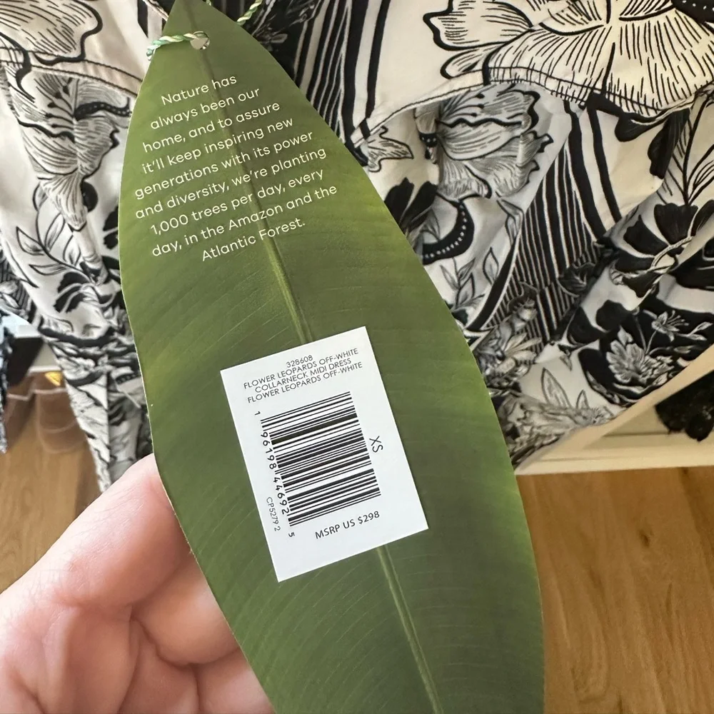 Farm Rio Flower Leopards Collared Midi Dress - NWT - Picture 6 of 7